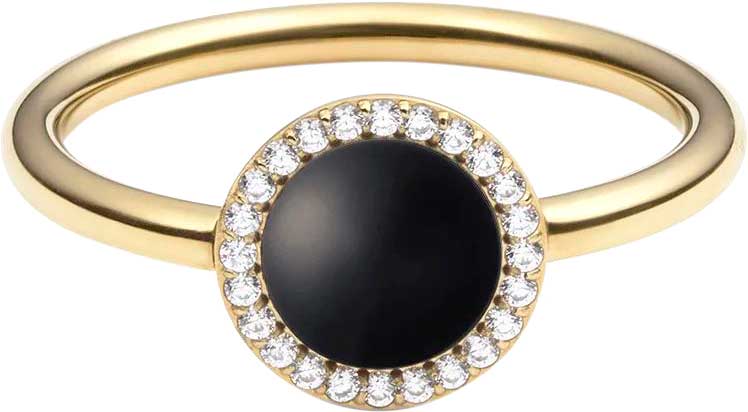 Стальное кольцо Daniel Wellington Audrey-Ring-Black-Agathe-G с черным агатом, кристаллами