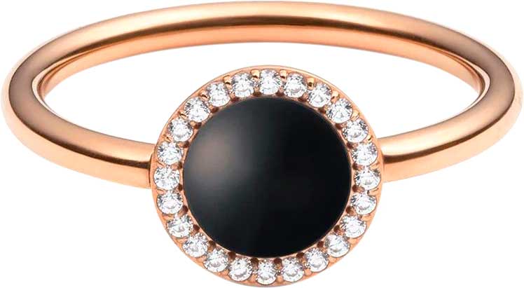 Стальное кольцо Daniel Wellington Audrey-Ring-Black-Agathe-RG с черным агатом, кристаллами