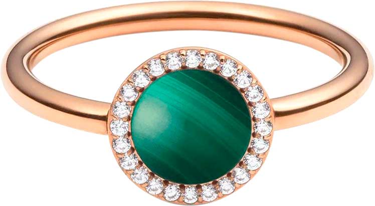 Стальное кольцо Daniel Wellington Audrey-Ring-Malachite-RG с малахитом, кристаллами