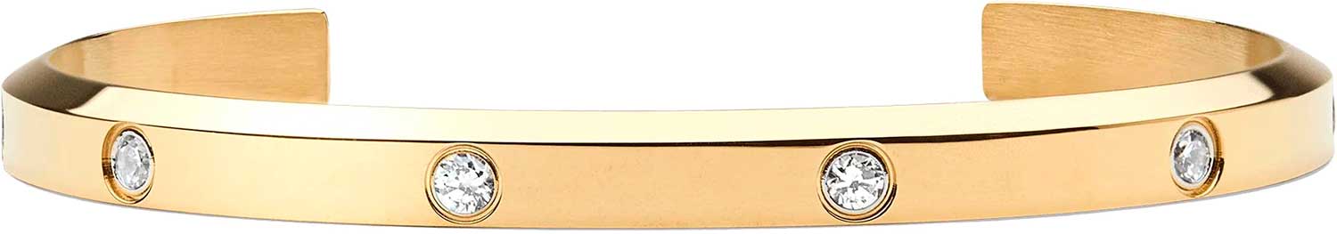 Стальной жесткий открытый браслет Daniel Wellington Classic-Lumine-Bracelet-5-5-G с кристаллами