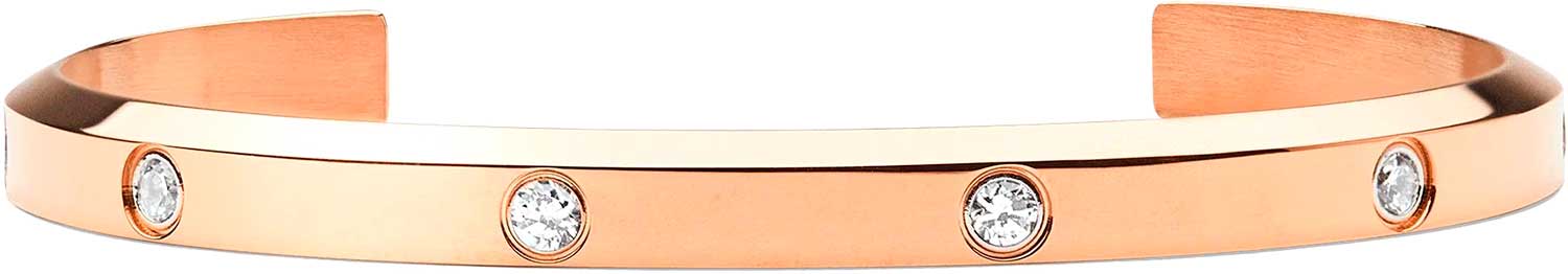 Стальной жесткий открытый браслет Daniel Wellington Classic-Lumine-Bracelet-5-5-RG с кристаллами