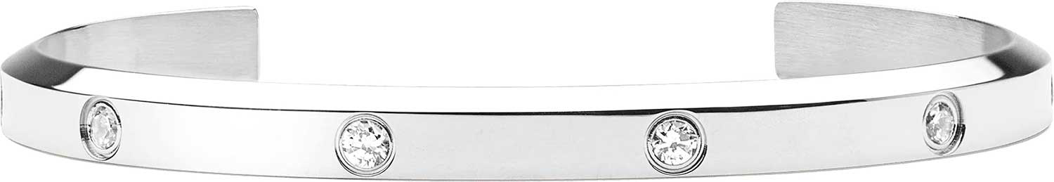 Стальной жесткий открытый браслет Daniel Wellington Classic-Lumine-Bracelet-5-5-S с кристаллами