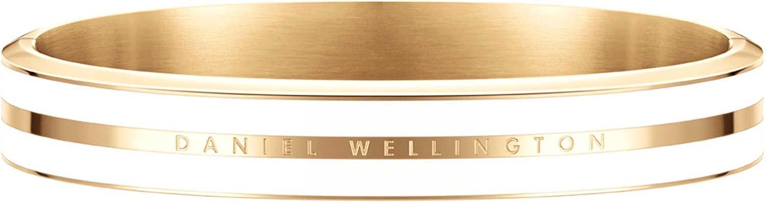 Стальной жесткий браслет Daniel Wellington Emalie-Infinite-Bracelet-White-G-Small c эмалью
