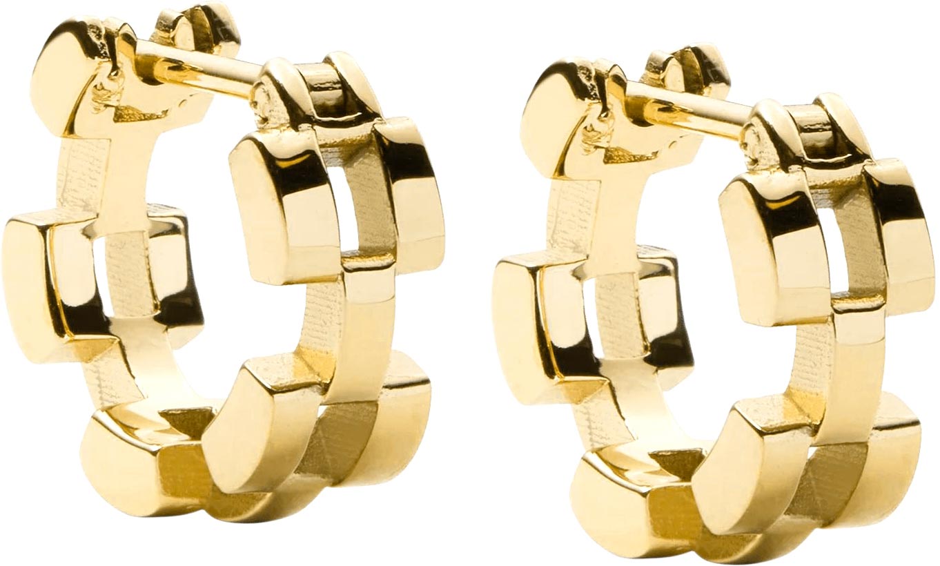 Стальные серьги хаггисы Daniel Wellington Link-Inspired-3-Rows-Earrings-G
