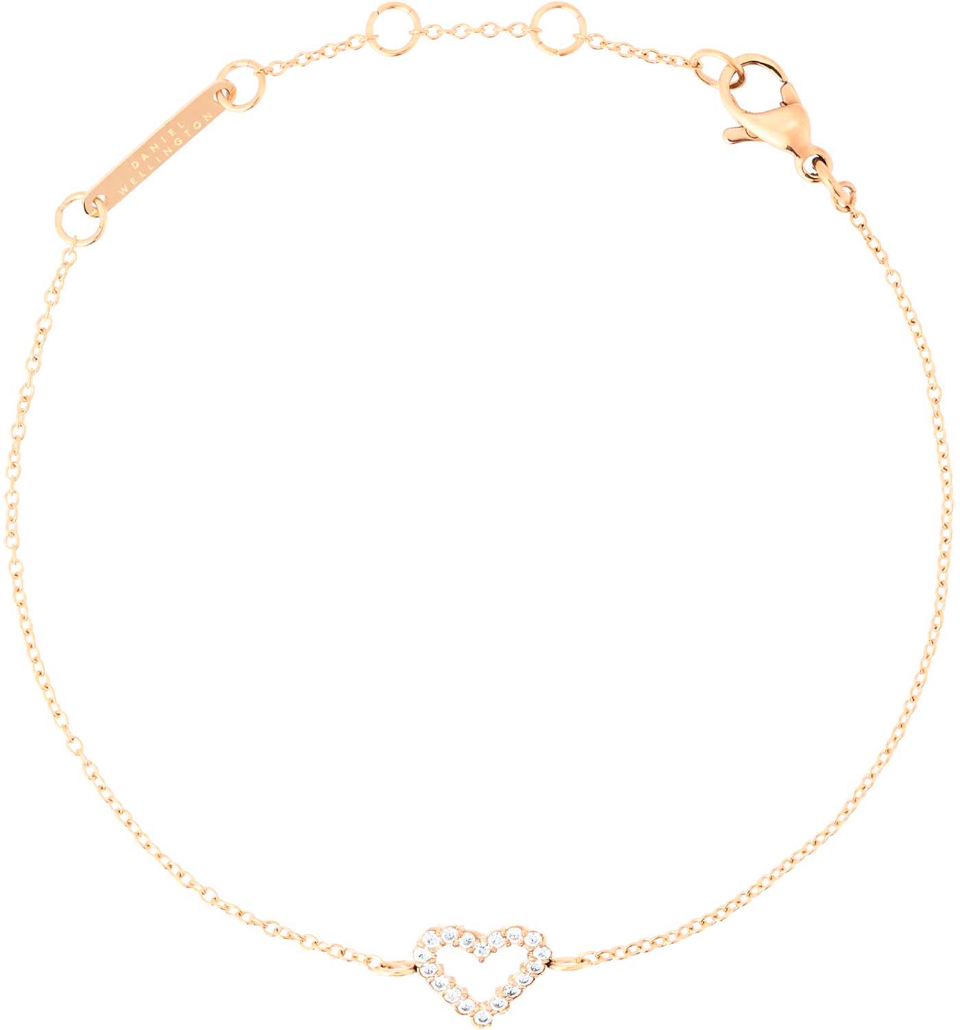Стальной браслет цепь Daniel Wellington Mirelle-Heart-Bracelet-RG с кристаллами
