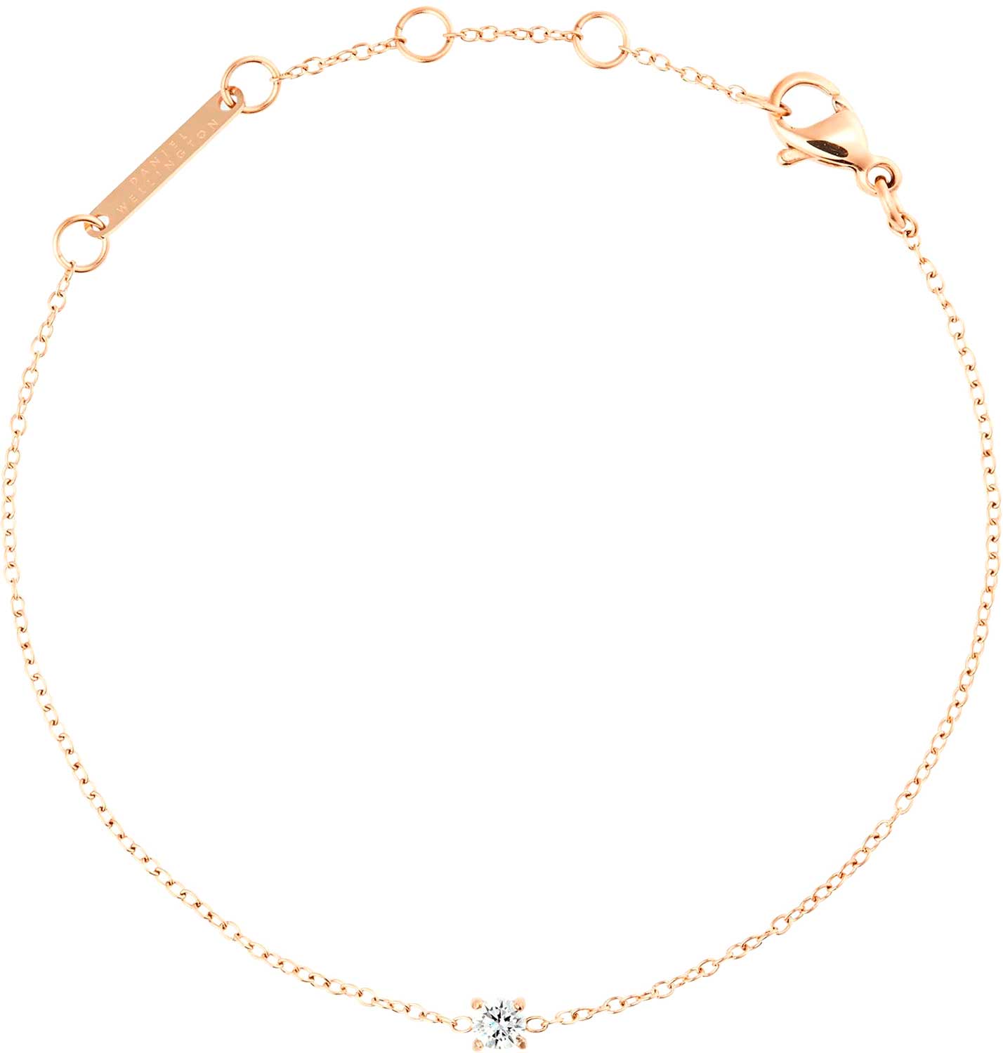 Стальной браслет цепь Daniel Wellington Mirelle-Solitaire-Bracelet-RG с кристаллами