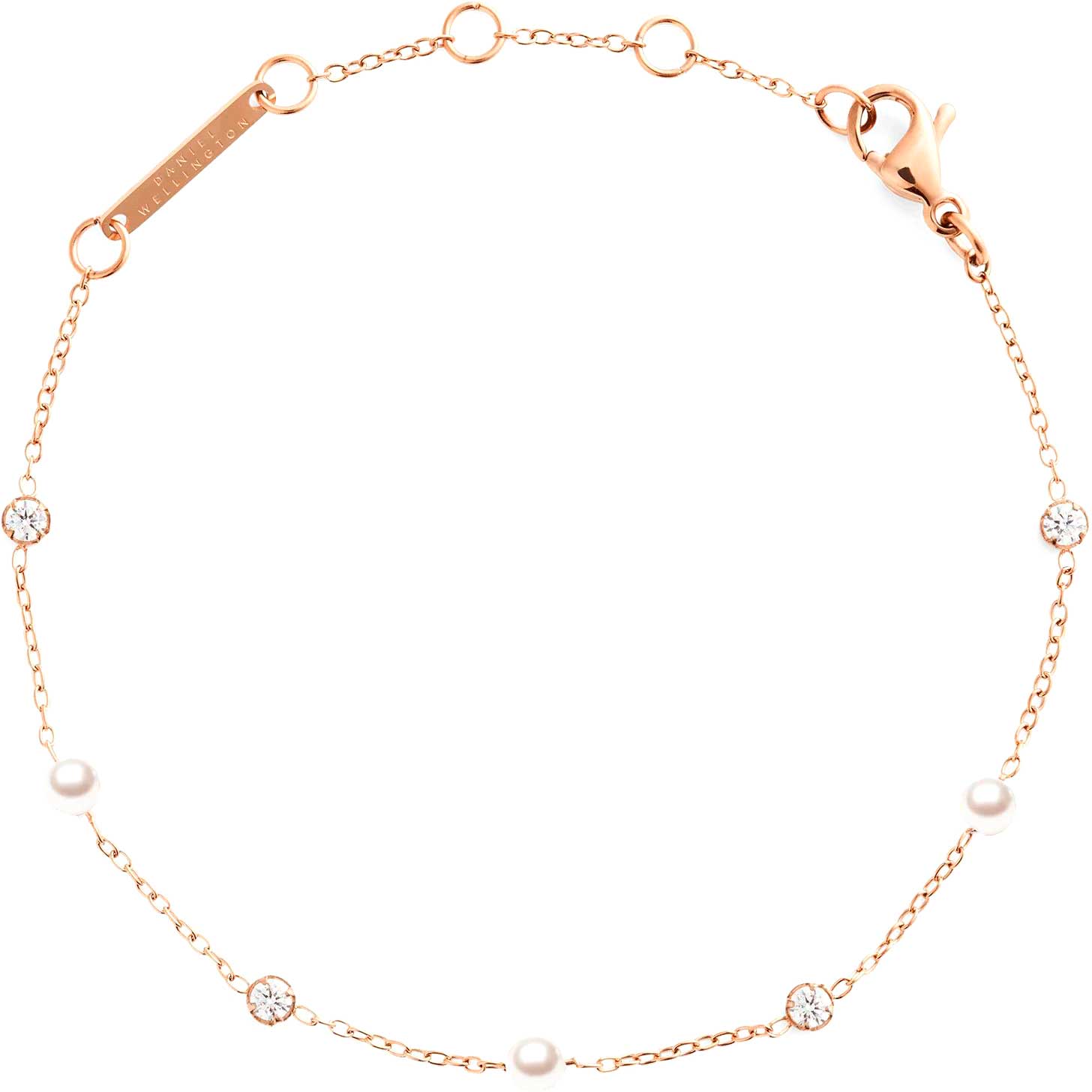 Стальной браслет цепь Daniel Wellington Pearl-Bracelet-RG с жемчугом Swarovski, кристаллами