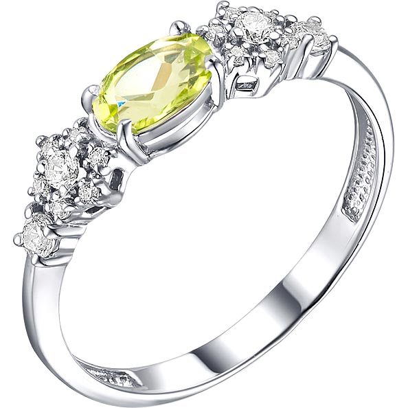Серебряное кольцо ДАР K-3627RS40600 с хризолитом, фианитами