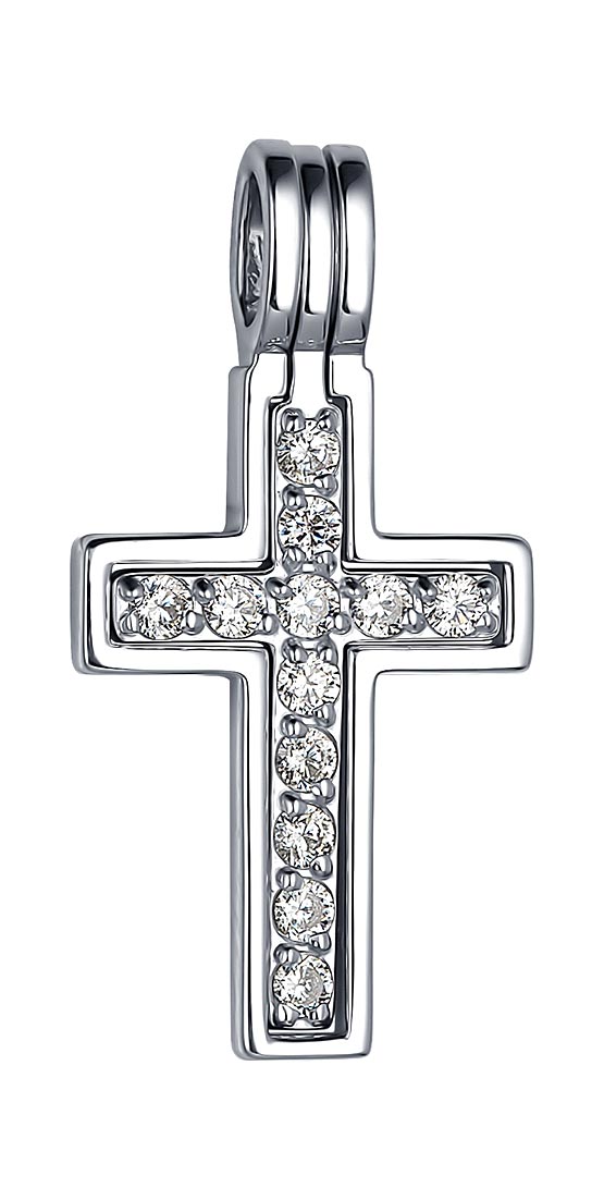 Серебряный декоративный крестик ДАР P-2297RS200 с фианитами