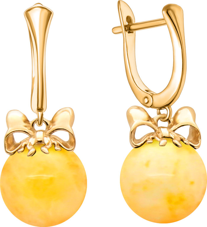 Серебряные серьги шарики Darvin 429032146RR с янтарем