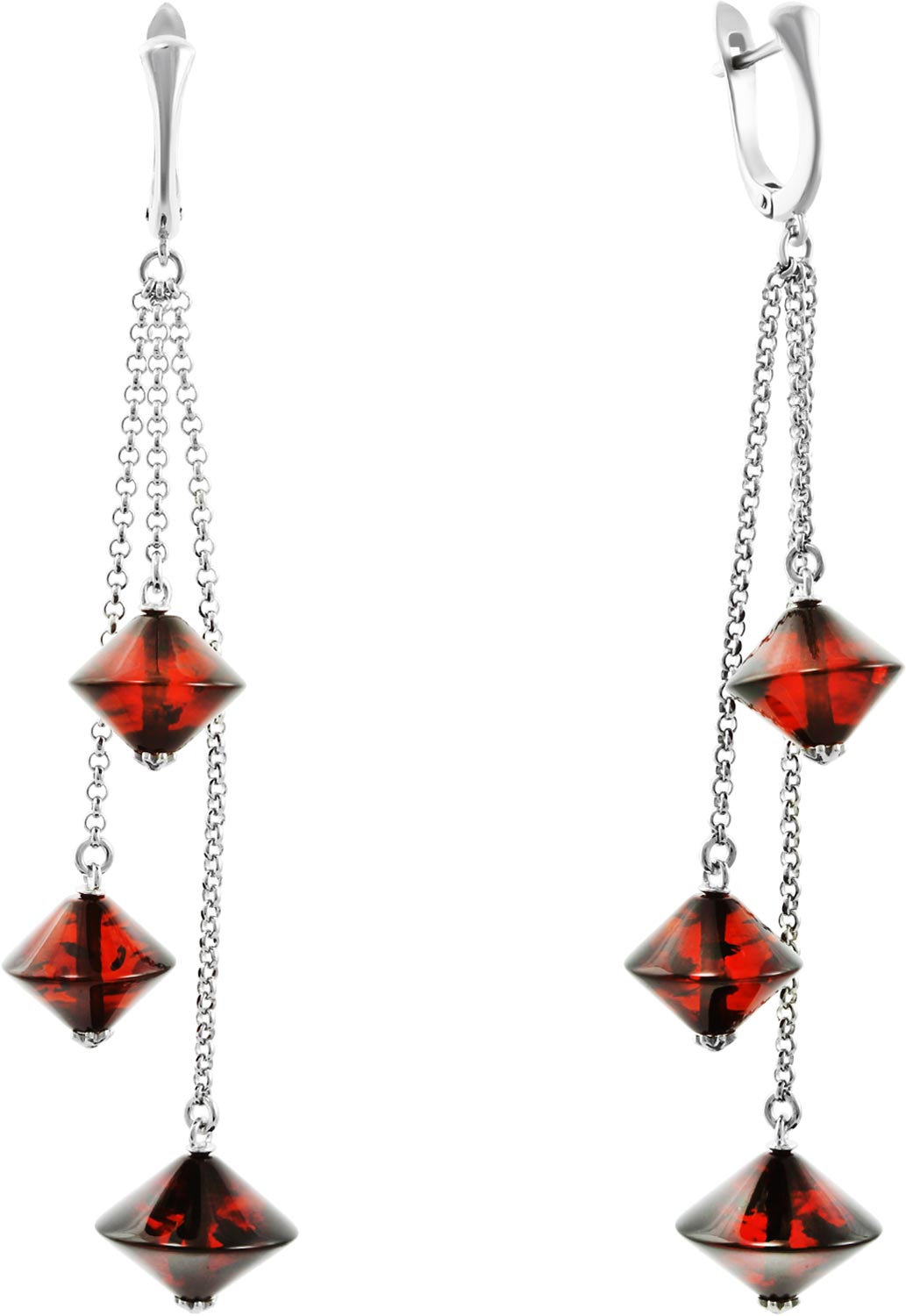 Серебряные длинные серьги Darvin 429041058AA с янтарем