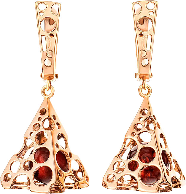 Серебряные серьги с подвесками Darvin 429042432BK с янтарем