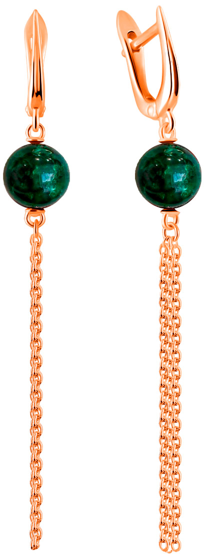 Серебряные длинные серьги шарики Darvin 429432094II с янтарем