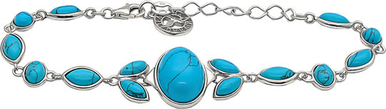 Серебряный браслет цепь Darvin 926071093AA с искусственной бирюзой