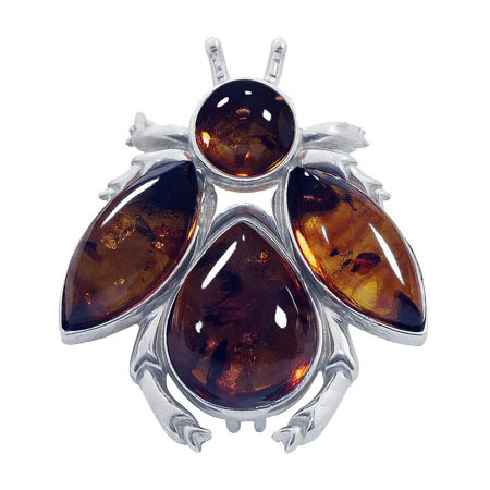 Серебряная брошь Darvin 927041202AA с янтарем