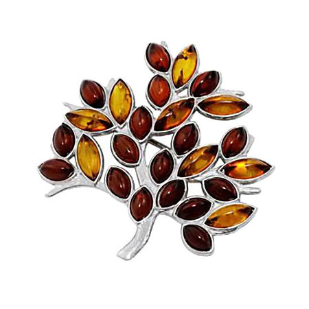 Серебряная брошь Darvin 927061690AA с янтарем
