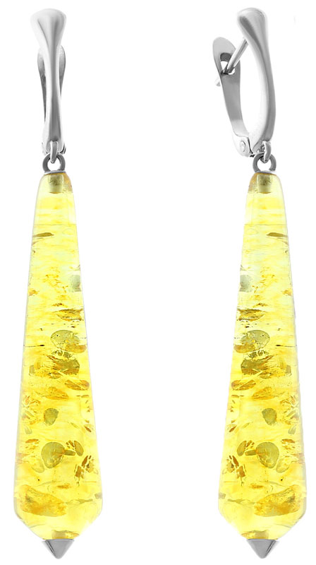 Серебряные длинные серьги с подвесками Darvin 929021548AB с янтарем