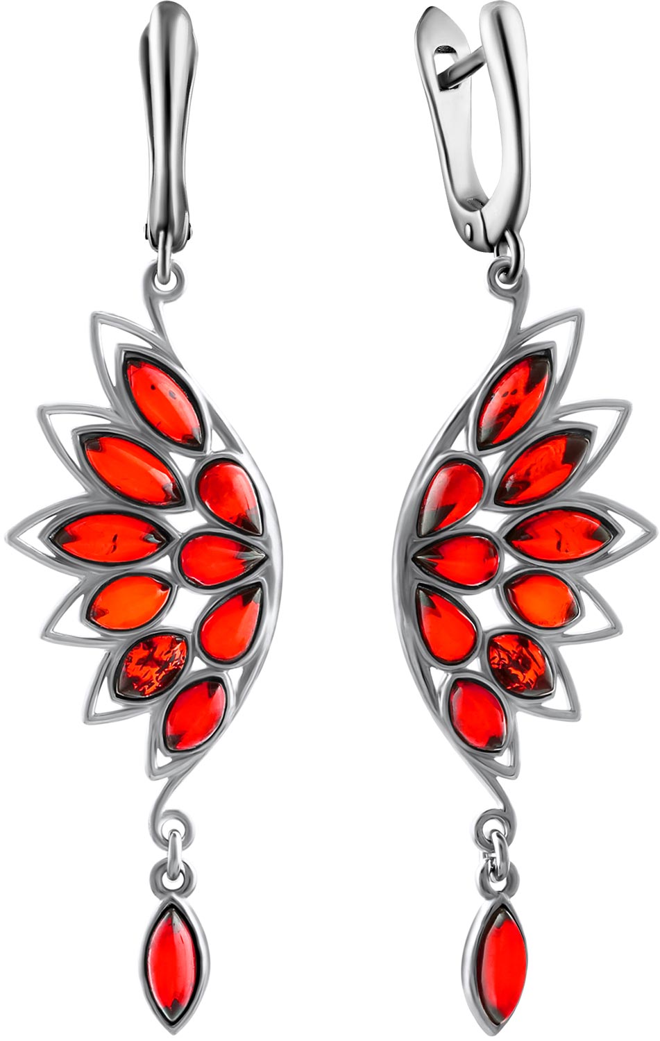 Серебряные длинные серьги с подвесками Darvin 929041164AC с янтарем