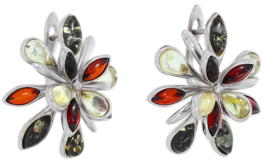 Серебряные серьги Darvin 929061183AA с янтарем