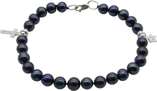 Браслет из бусин с подвесками De Fleur 024082S2D6.5 с жемчугом, фианитами