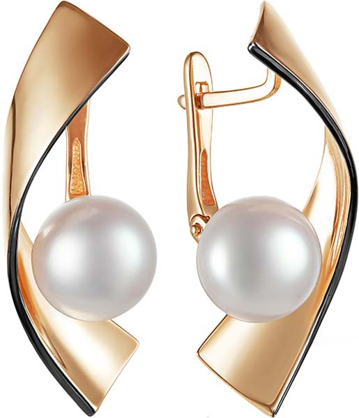 Золотые серьги De Fleur 22256A1 c жемчугом