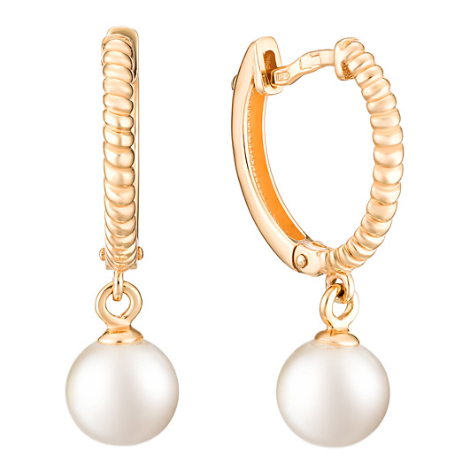 Золотые серьги шарики De Fleur 22445A1 с жемчугом