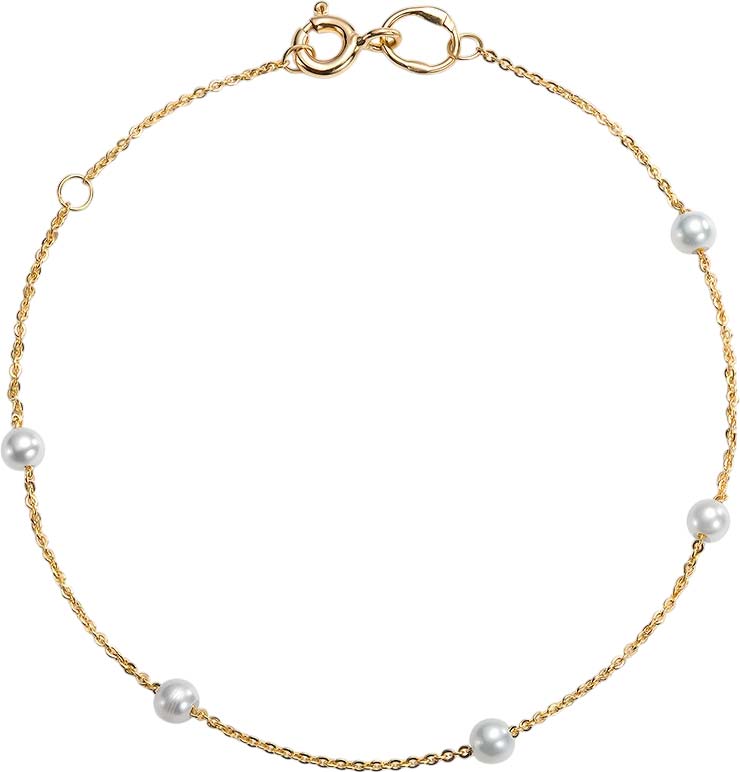 Золотой браслет цепь De Fleur 25011Y1 с жемчугом