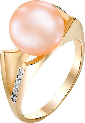Золотой перстень De Fleur 31299A3 с жемчугом, фианитами