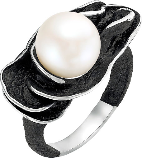 Серебряное кольцо De Fleur 51241S1B с эмалью, жемчугом