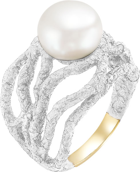 Серебряное кольцо De Fleur 51261Y1W с эмалью с жемчугом