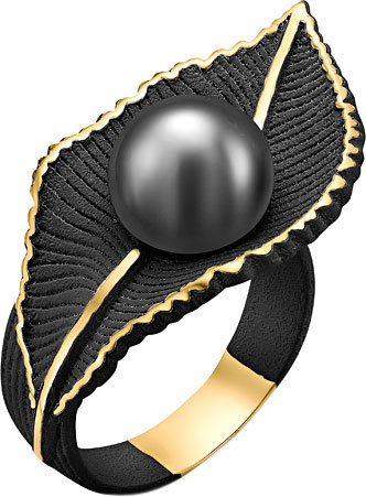 Серебряное кольцо De Fleur 51800Y2B с эмалью, жемчугом