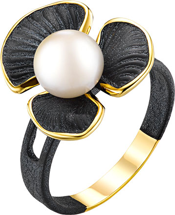 Серебряное кольцо De Fleur 51821Y1B с эмалью, жемчугом