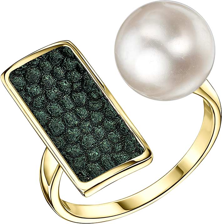 Серебряное открытое кольцо De Fleur 51863YP1Z с эмалью, жемчугом
