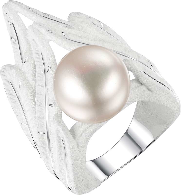 Серебряное кольцо ''Крылья'' De Fleur 51882S1W с эмалью, жемчугом