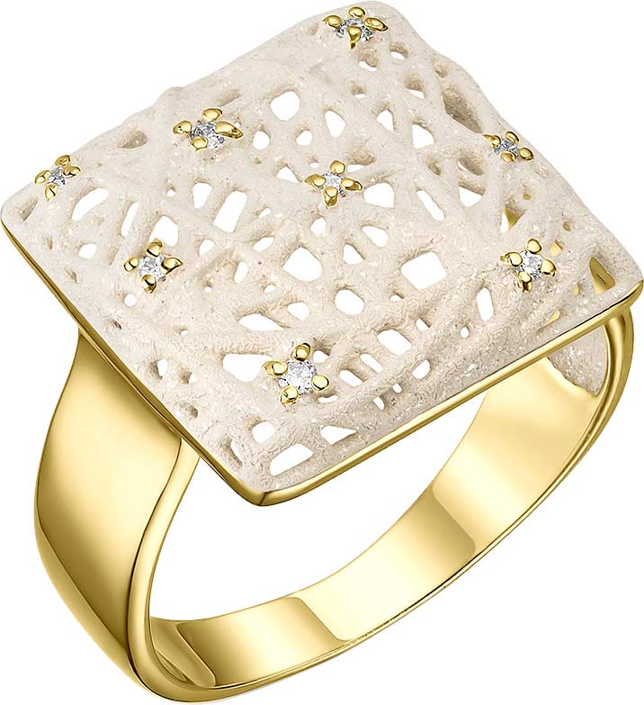 Серебряное кольцо De Fleur 51964YH c эмалью, фианитом