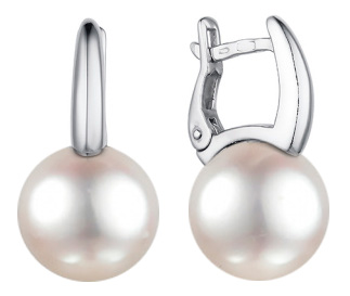 Серебряные серьги шарики De Fleur 52512.1M1D12 с жемчугом