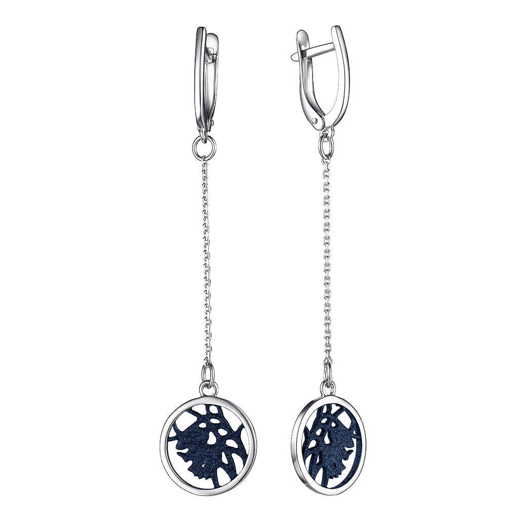 Серебряные круглые серьги De Fleur 52923.1SU с эмалью