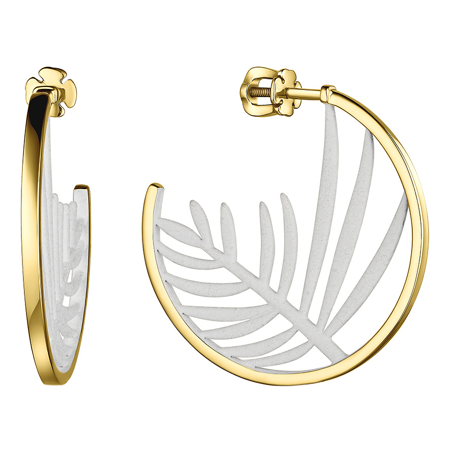 Серебряные серьги полукольца De Fleur 52935YW с эмалью
