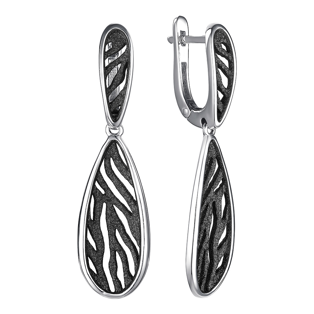 Серебряные серьги капельки De Fleur 52940SB с эмалью
