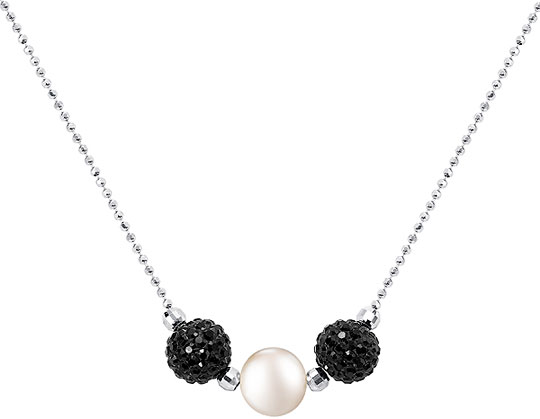 Серебряное колье с подвесками De Fleur 54001.1S1.50 с жемчугом, фианитами Swarovski