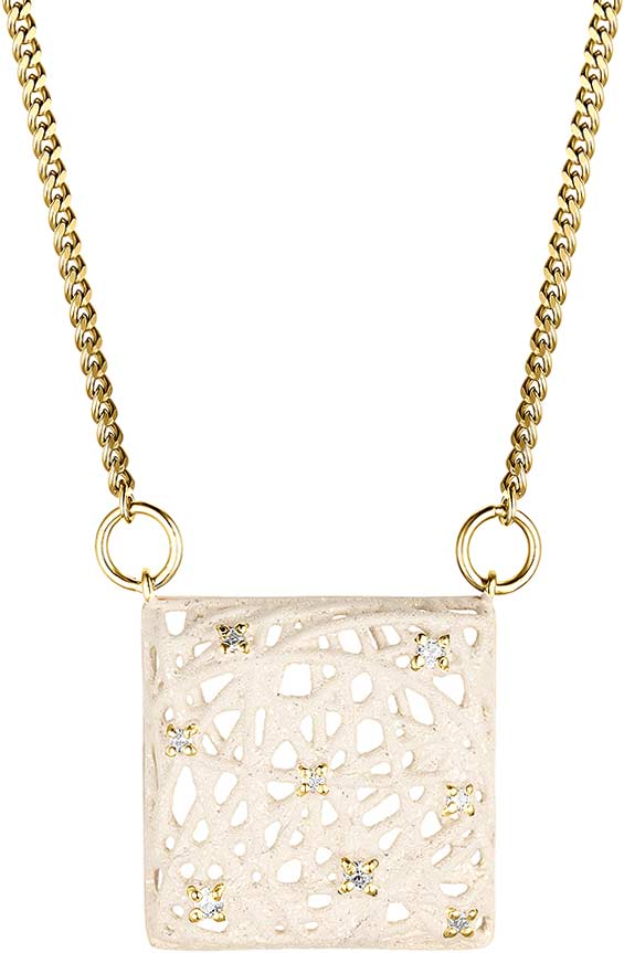 Серебряная подвеска на цепочке De Fleur 54964YH с эмалью, фианитами