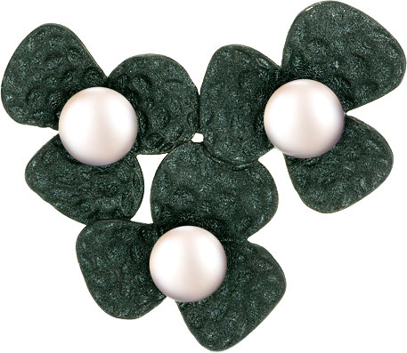 Брошь из серебра De Fleur 56002S1Z с эмалью, жемчугом