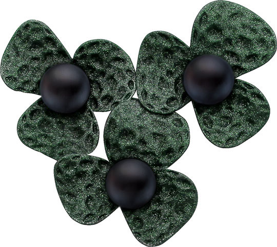 Серебряная брошь De Fleur 56002S2Z с эмалью, черным жемчугом