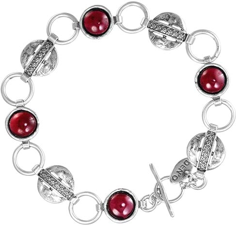 Серебряный браслет цепь DEN’O 01B1038GR с гранатами