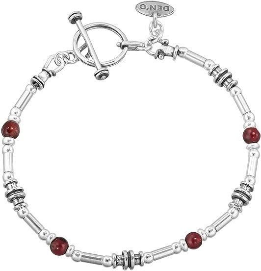 Серебряный браслет цепь DEN’O 01B229GR с гранатами
