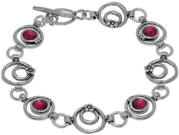 Серебряный браслет цепь DEN’O 01B368GR с гранатом