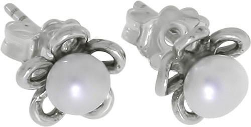 Серебряные серьги пусеты-гвоздики DEN’O 01E3354PL с жемчугом