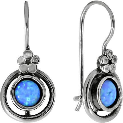 Серебряные серьги круглые DEN’O 01E672OP с опалами