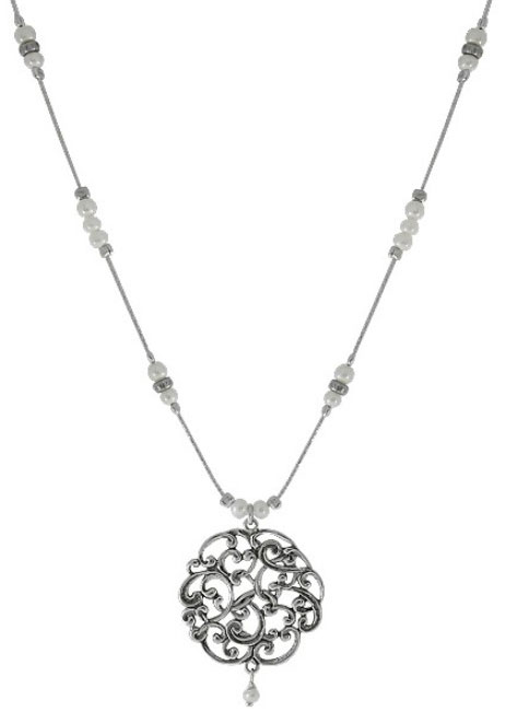 Серебряное колье с подвеской DEN’O 01N3069PL с жемчугом