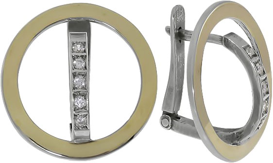 Серебряные серьги круглые DEN’O MVE1421GCZ с цирконами